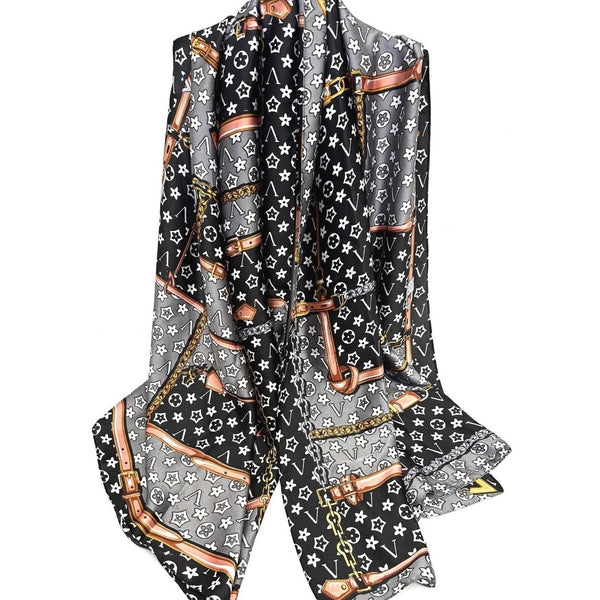 Design Silk Scarf (Black)
