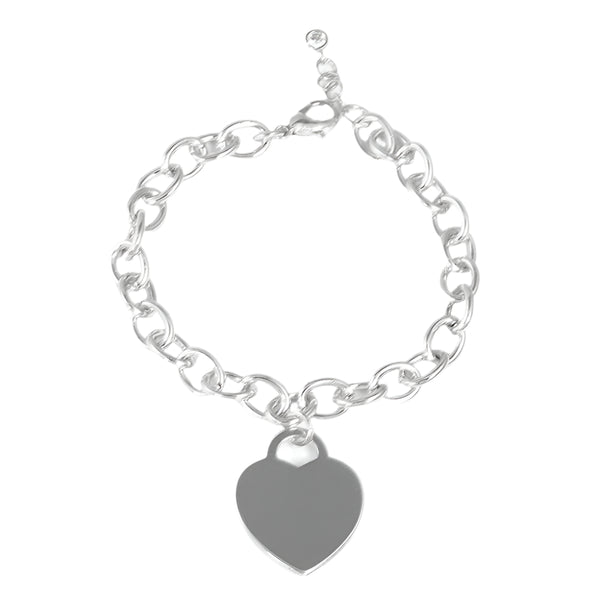 White Gold Dipped Heart Charm Bracelet