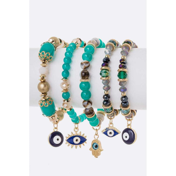 Evil Eye Charm Bracelet Set (Turquoise)
