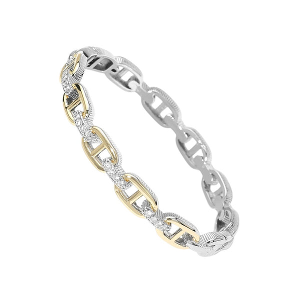 DY Inspired Two Tone Link Hinged Bangle