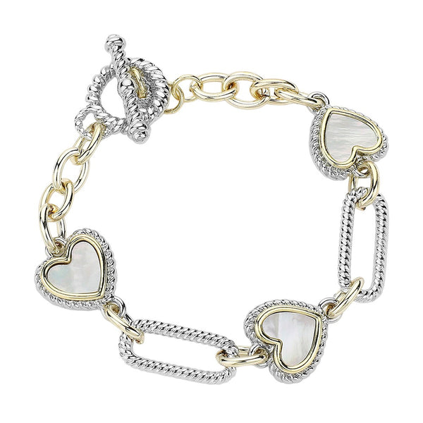 DY Inspired Pearl Heart Toggle Bracelet