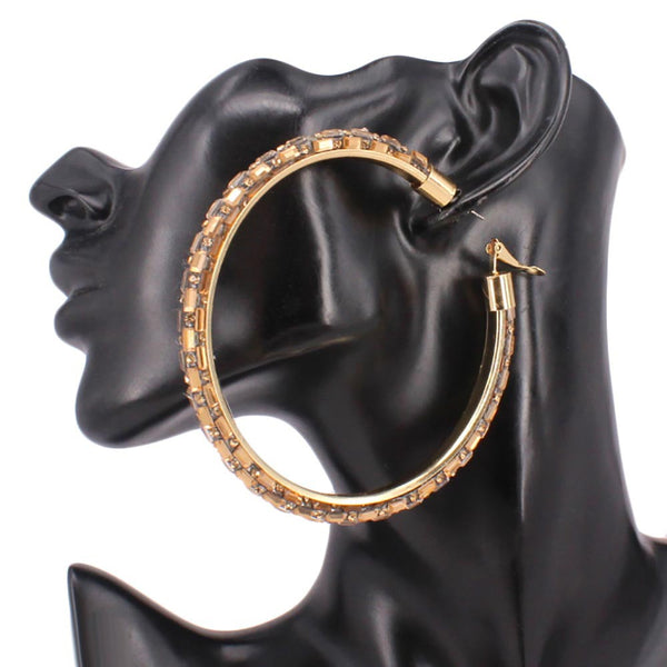 Oversized Baguette Hoop Earrings (Topaz)