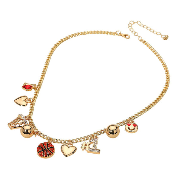 Number One Basketball Charm Necklace
