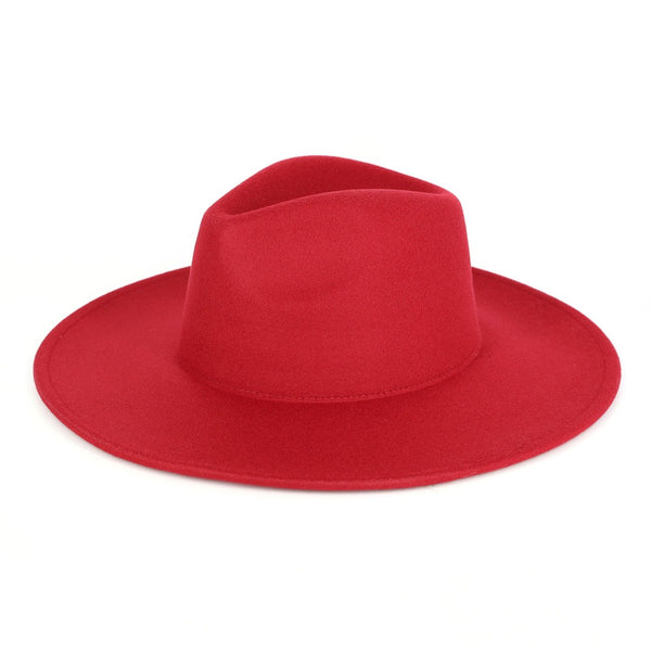 Wide Brim Fedora Hat (Burgundy)