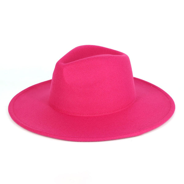 Wide Brim Fedora Hat (Pink)