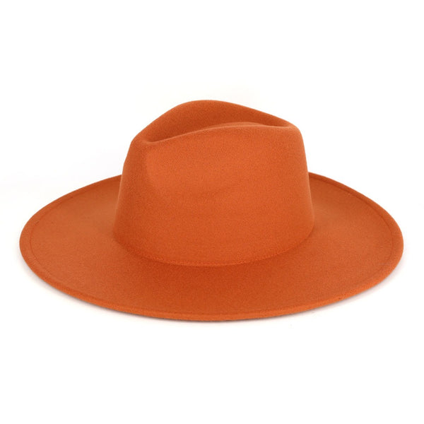 Wide Brim Fedora Hat (Rust)