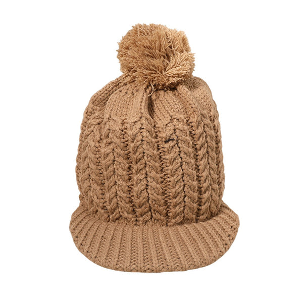 Pom Pom Knit Visor Hat