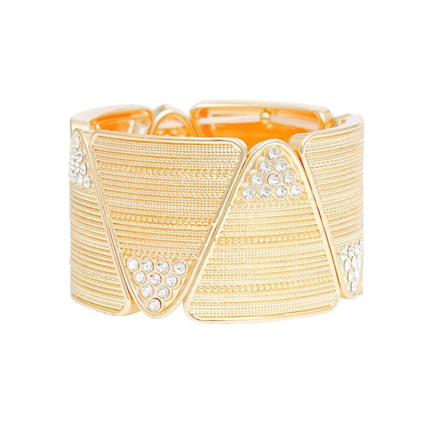 Triangle Stone Stretch Bracelet (Gold)