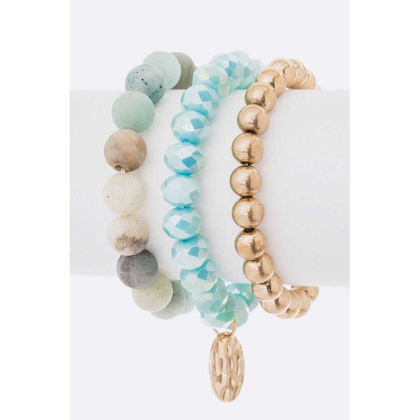 Layered Bead Bracelet Set (Mint)