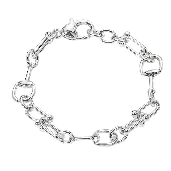 DY Inspired Horsebit Chain Link Bracelet (Silver)