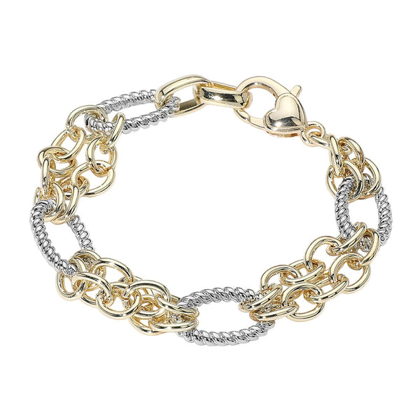 DY Inspired Two-Tone Oval & Chain Bracelet