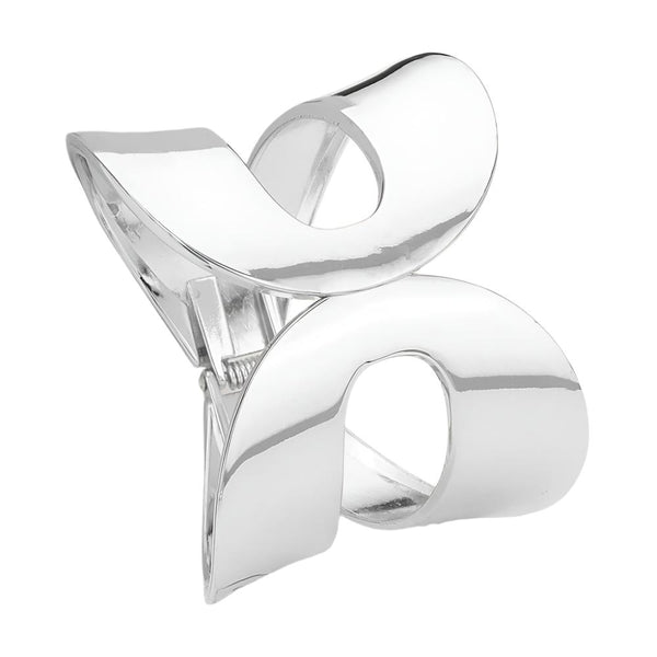 Wide Geometric Hinged Bangle (Silver)