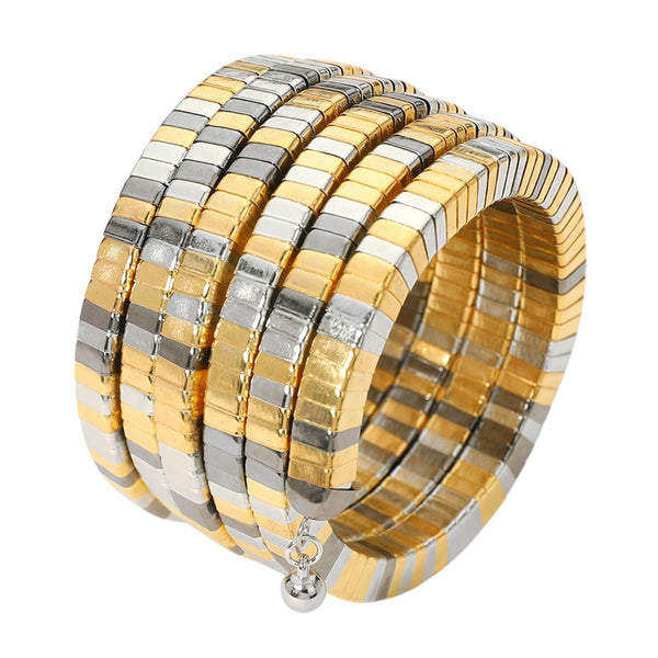 Square Beaded Coil Adjustable Bangle