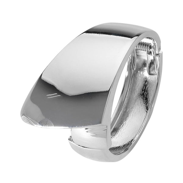Chunky Geometric Hinged Bangle (Silver)