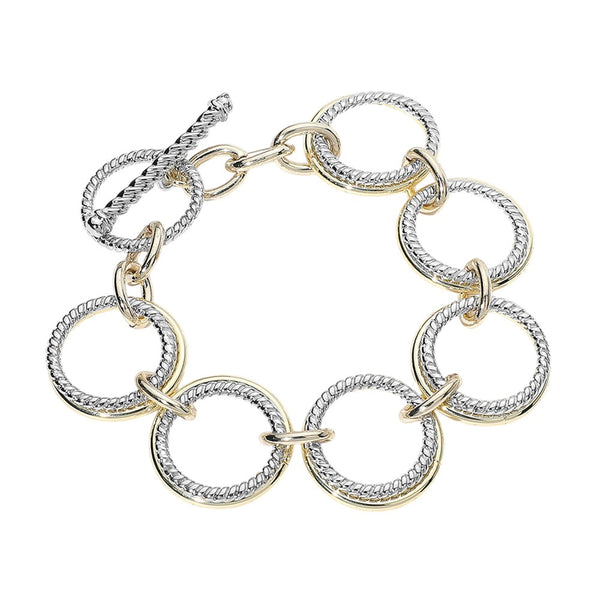 DY Inspired Plated Two Tone Ring Toggle Bracelet