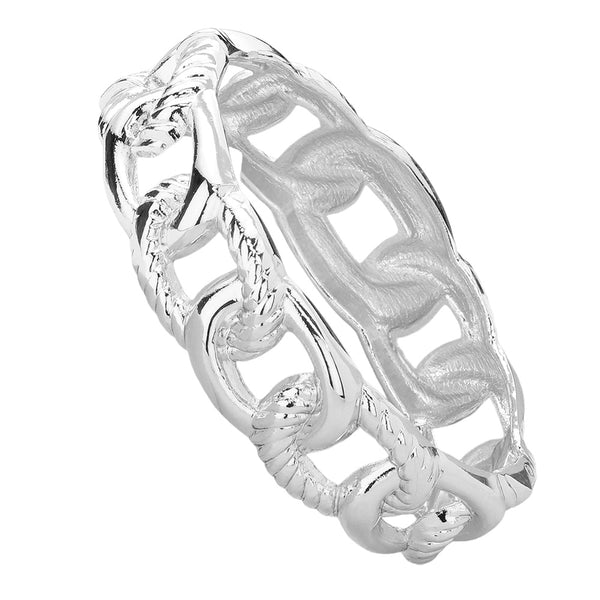 Flat Cuban Chain Hinged Bangle