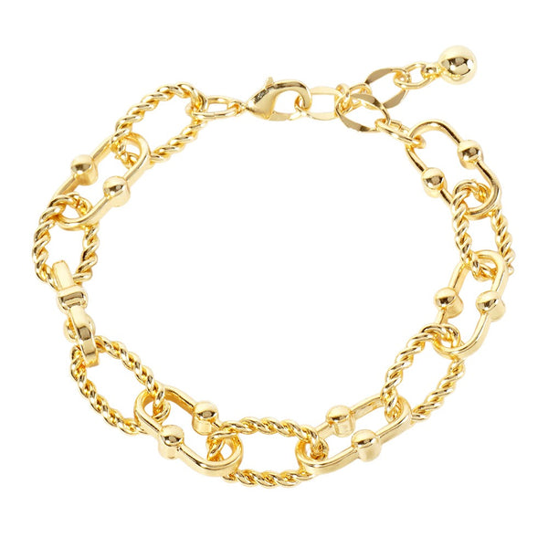 Gold Dipped Oval Rope Chain Bracelet
