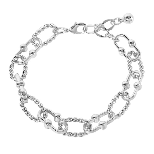 White Gold Dipped Oval Rope Chain Bracelet