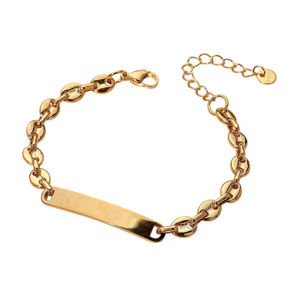 Stainless Steel ID Mariner Link Bracelet (Gold)