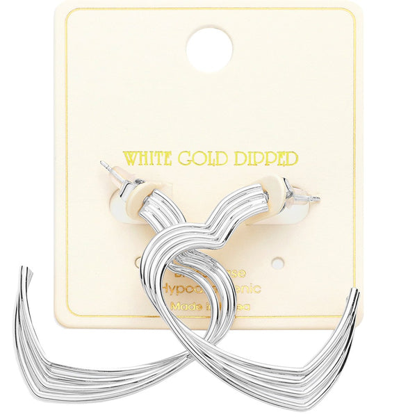 White Gold Dipped Heart Hoops