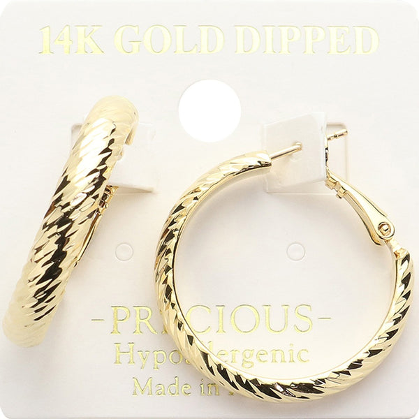 14K Gold Dipped Textured Hoops (Small)