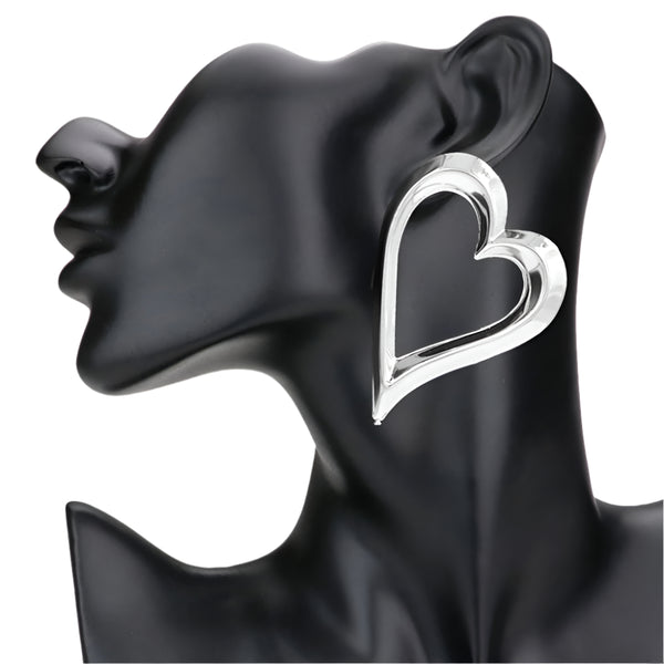 Open Heart Earrings (Silver)