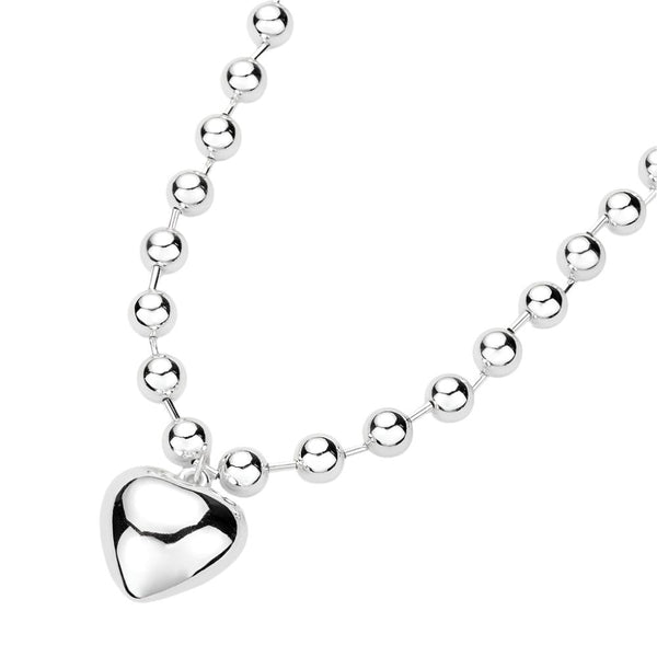 18K White Gold Dipped Heart Necklace