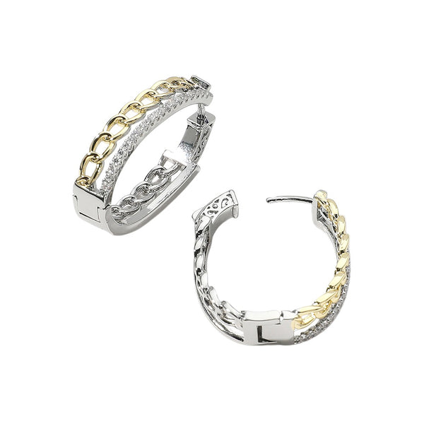 DY Inspired Two-Tone Cubic Zirconia Chain Hoops
