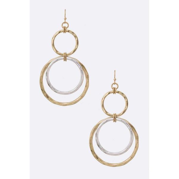 Mixed Tone Ring Earrings (Gold w/Silver)