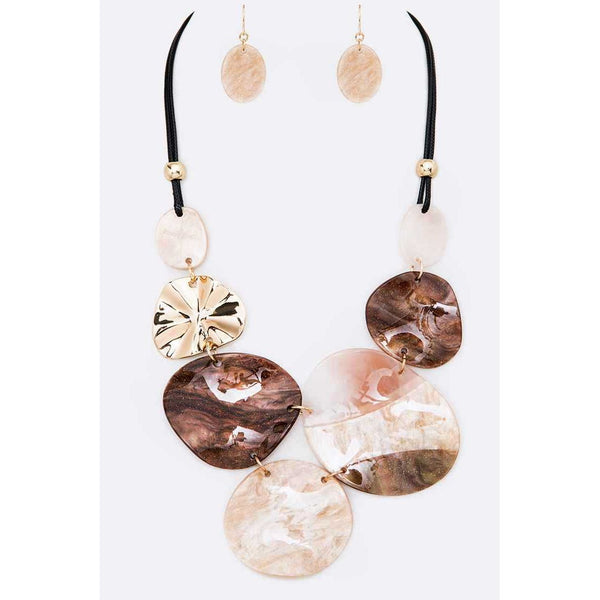 Mixed Tone Resin Necklace Set (Brown)