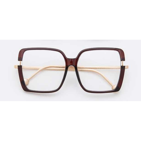 Oversized Square Clear Lens Glasses (Brown)