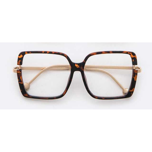 Oversized Square Clear Lens Glasses (Tortoiseshell)