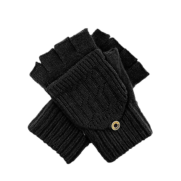 Fingerless Mittens Flip Top Knit Winter Gloves