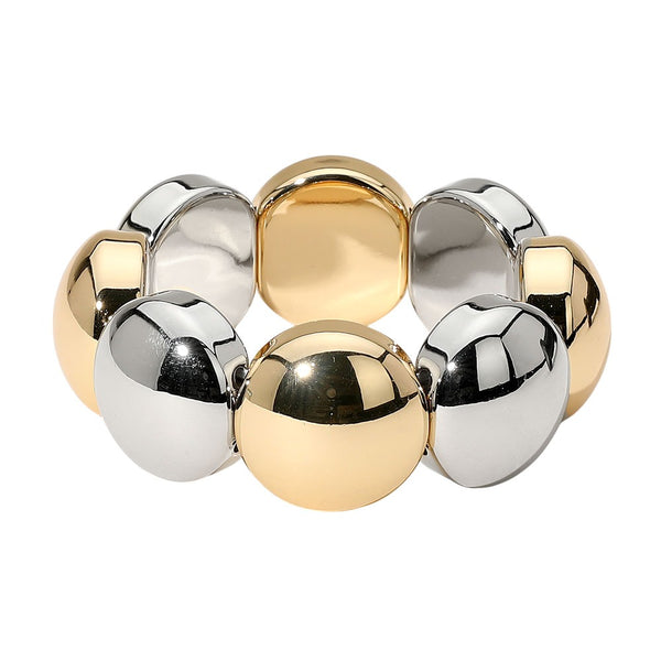 Dome Beaded Stretch Bracelet (Two Tone)
