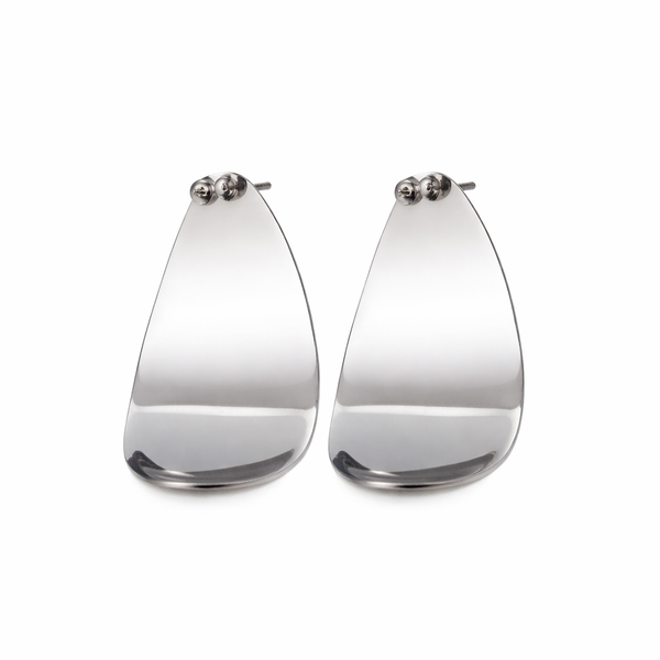 Stainless Steel Curved Disc Earrings
