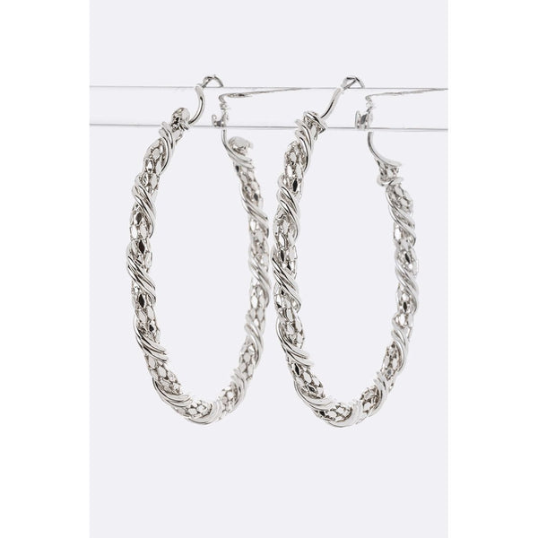 Twisted Chain Hoops (Silver)