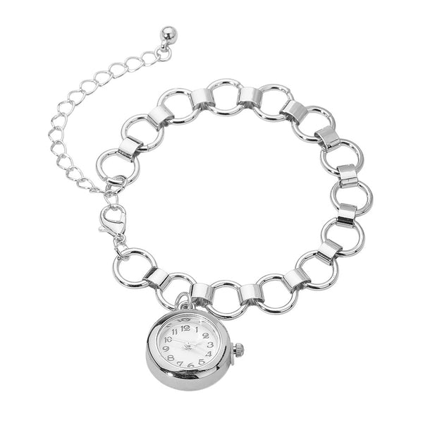 Silver Dipped Watch Charm Link Chain Bracelet