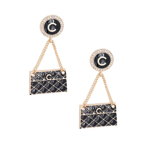 Quilted Bag Earrings (Gold)