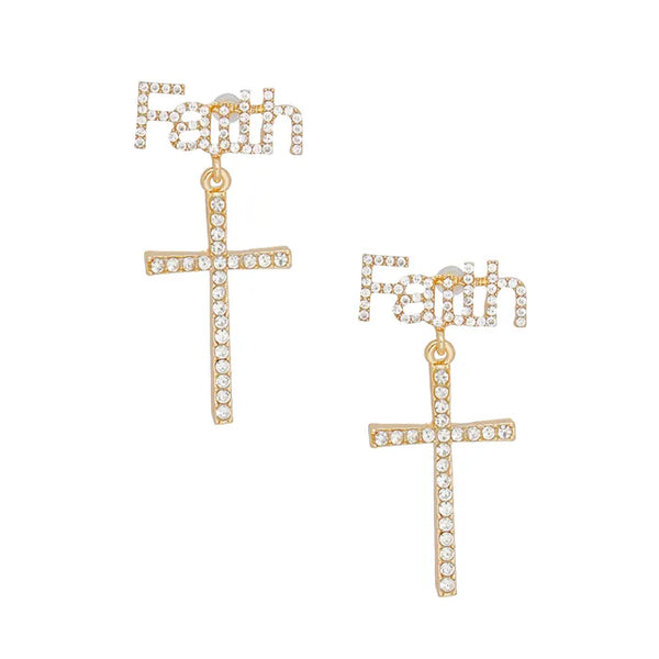 Faith & Cross Drop Earrings