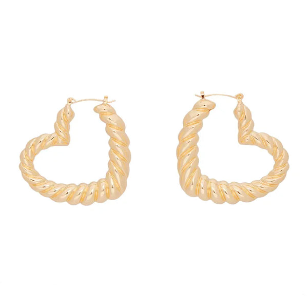 Twisted Heart Hoops (Gold)