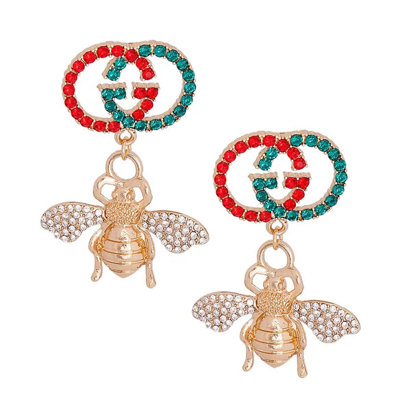 Inspired Bee Earrings (Red & Green)