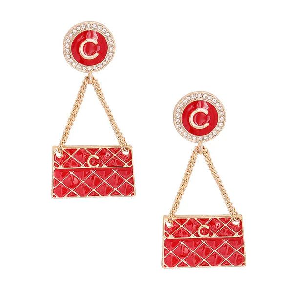 Quilted Bag Earrings (Red)