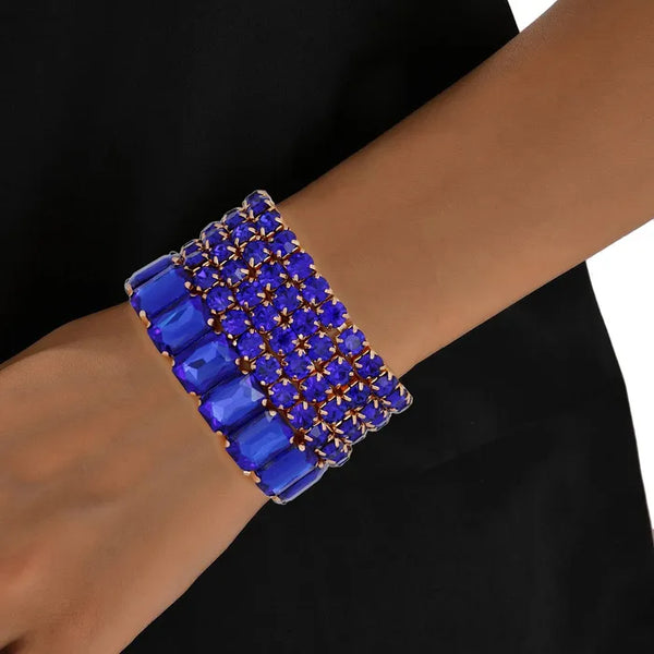 Tennis Stretch Bracelet Set (Blue & Gold)