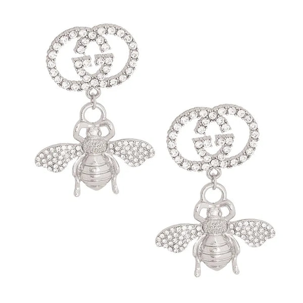 Inspired Bee Earrings (Silver)